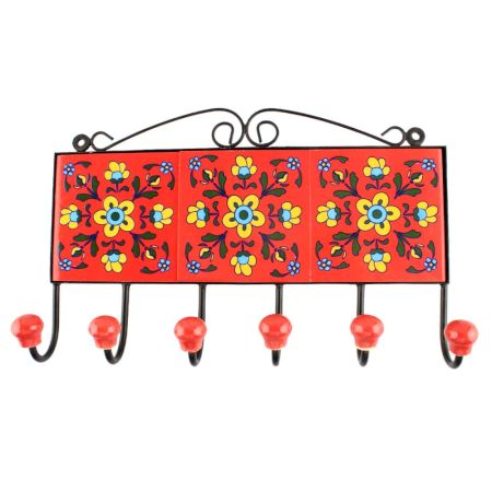 Red Tiny Flower Ceramic Tile Hook Online